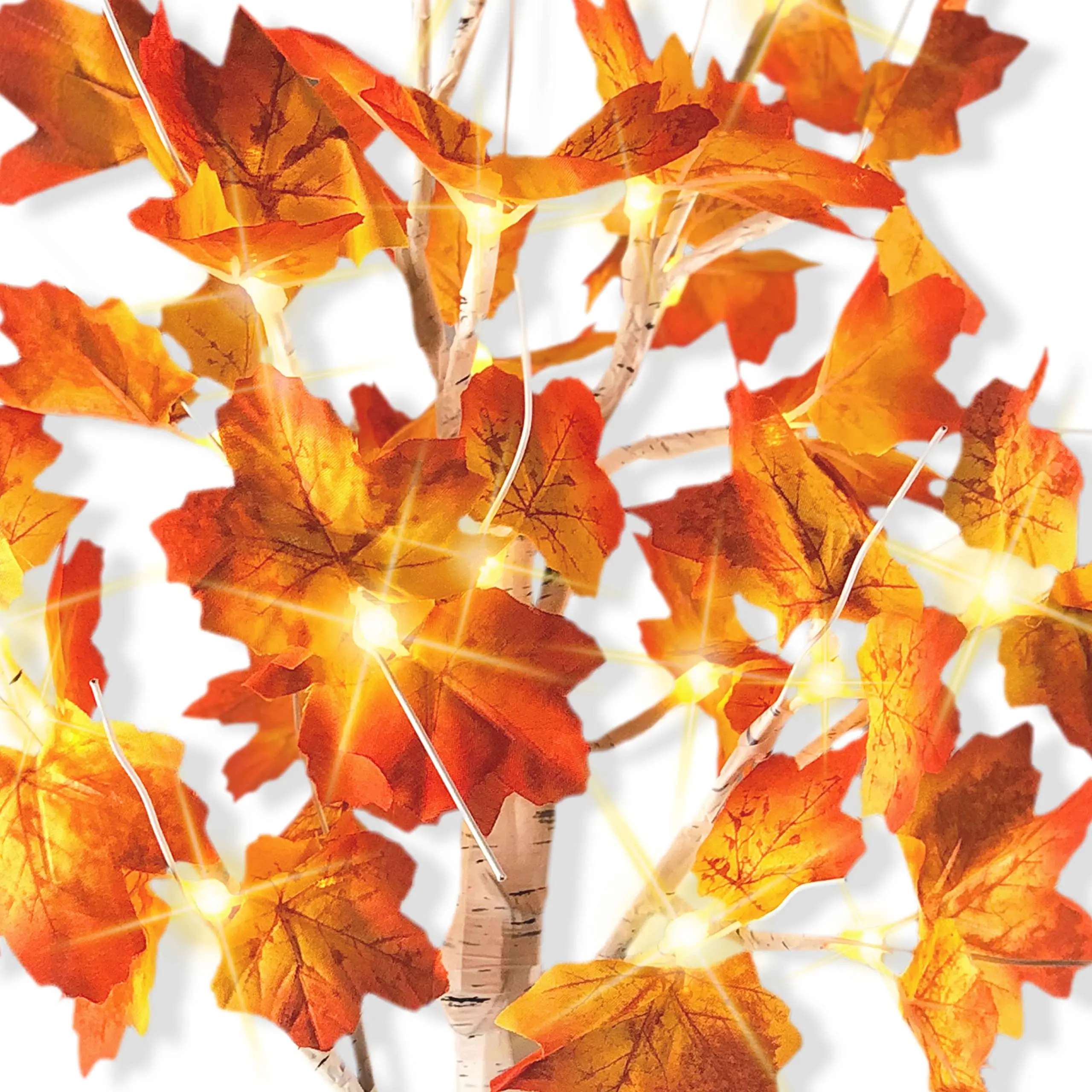 Christmas Decoration 20 Inch Fall Tree with Lights Warm White 24 LED Fall Tree Light with Maple Leaf Light for Fall Thanksgiving