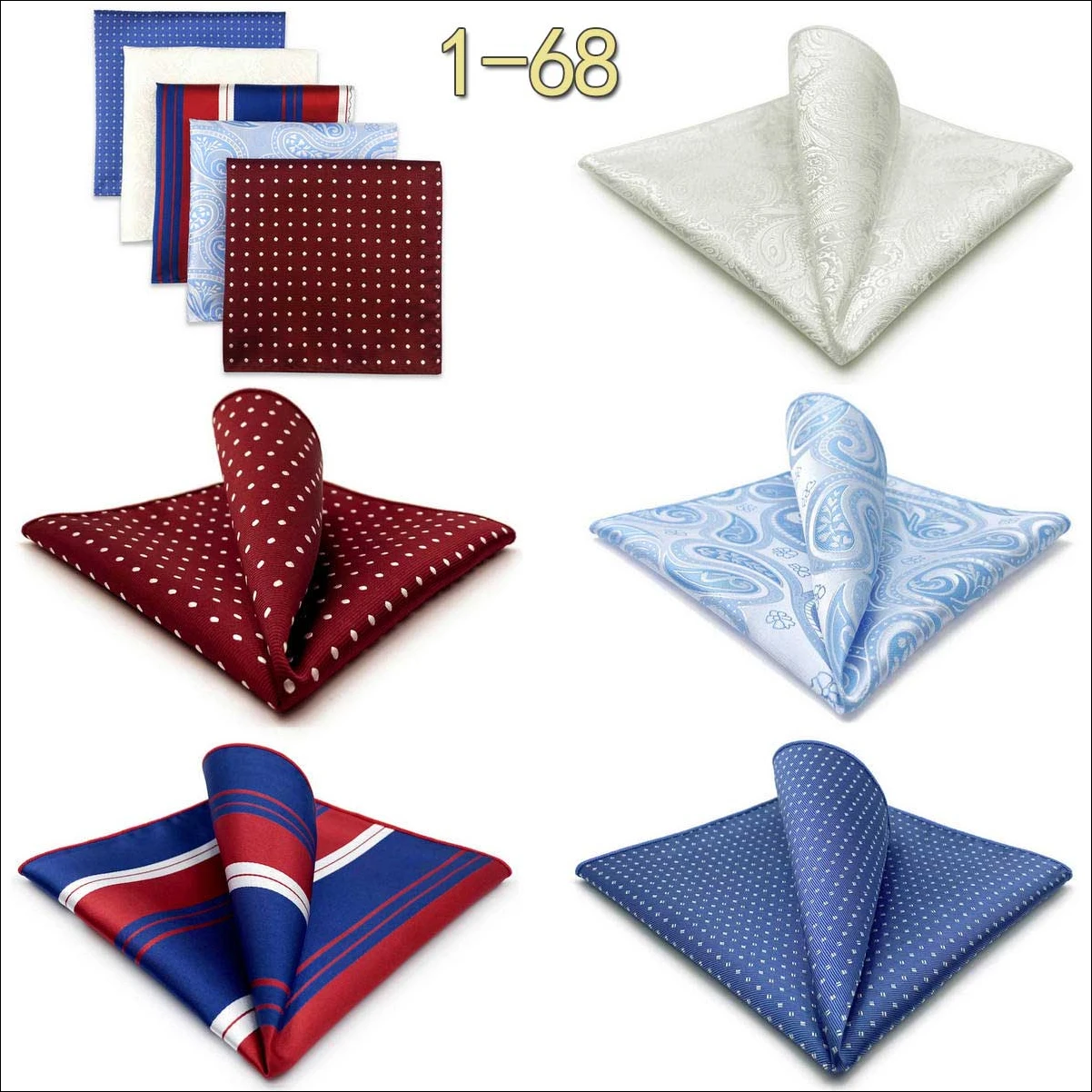 5 PCS Luxury Mens Pocket Square Set Handkerchief Assorted Paisley Floral Print Striped Hanky Suit Gentlemen Wedding Gift Vintage