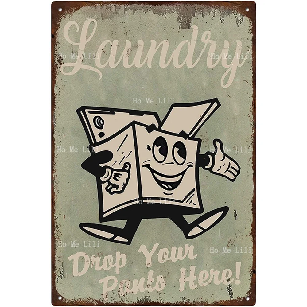 Self Service Wash Dry Fold Guide Laundry Room Drop Your Pants Here Vintage Metal Sign Bathroom Wash Room Decor