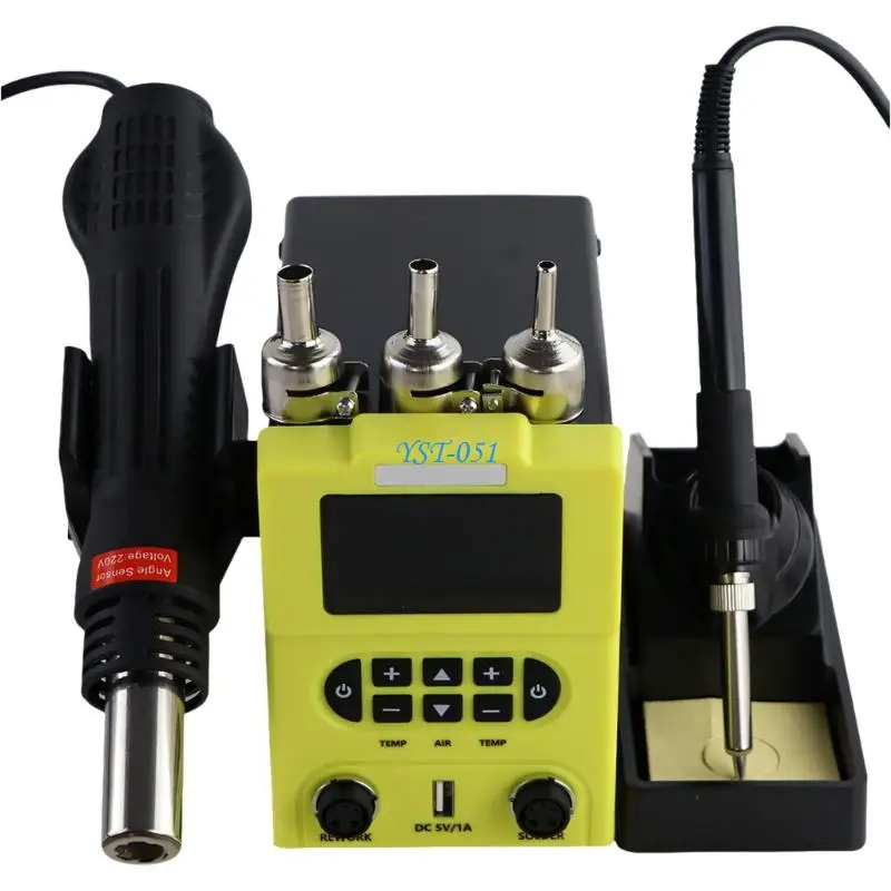 E15A Electronic Soldering Station 2 in 1 Digital Display Rework Hot Air Solder Iron