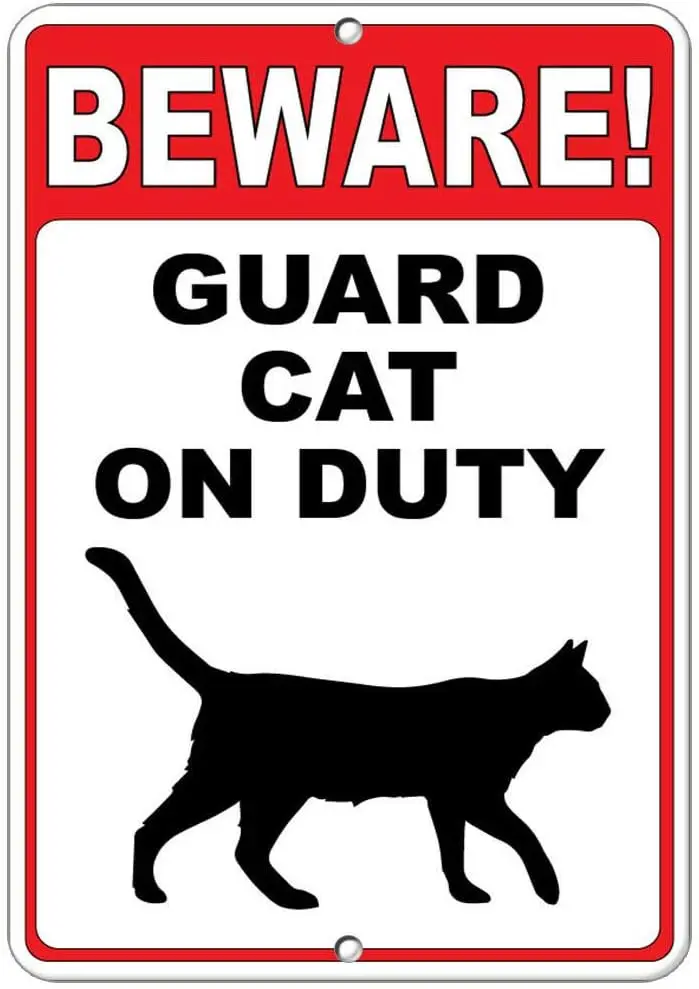 Beware! Guard On Duty Style 2 Funny Quote 12 X 8 Inches Metal Tin Sign