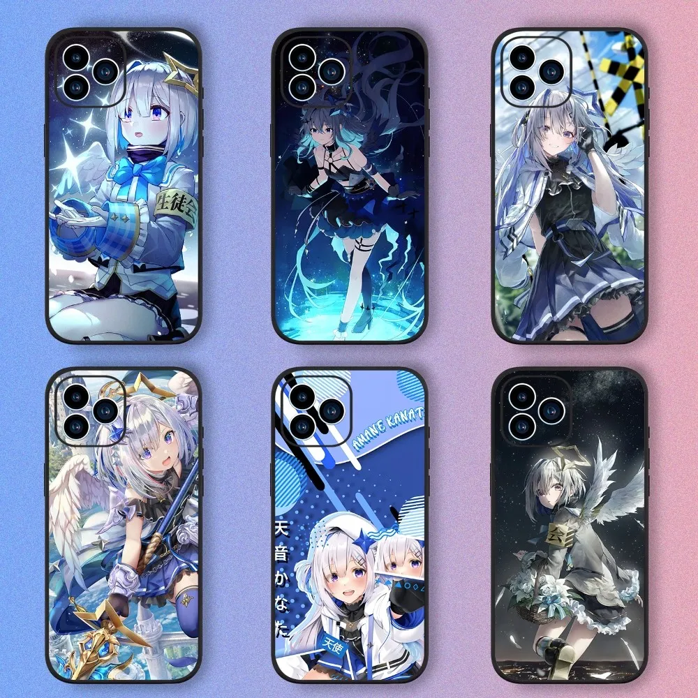 Virtual Idol Amane Kanata Phone Case For iPhone 15,14,13,12,11,XS,XR,X,8,7,Pro,Max,Plus,mini Silicone Black Cover