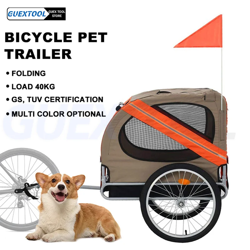 

40KG Pet Stroller Cart Bicycle Carrier New Large Pet Bike Trailer Cat Dog Cart Folding Outdoor Riding Travel Trailer Dog Bicyc