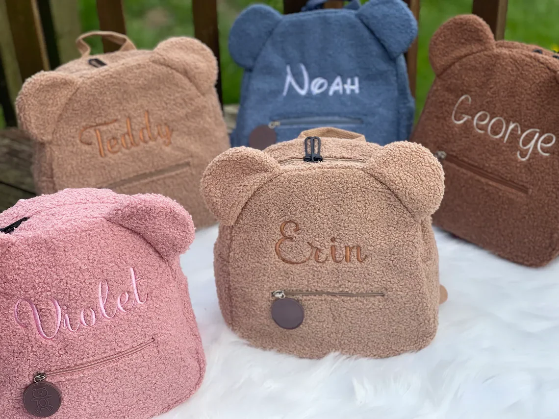 

Custom Teddy Bear Backpack Embroidered Name Kids School Backpack Children's Day Party Gifts Birthday Bags with Personalized Name