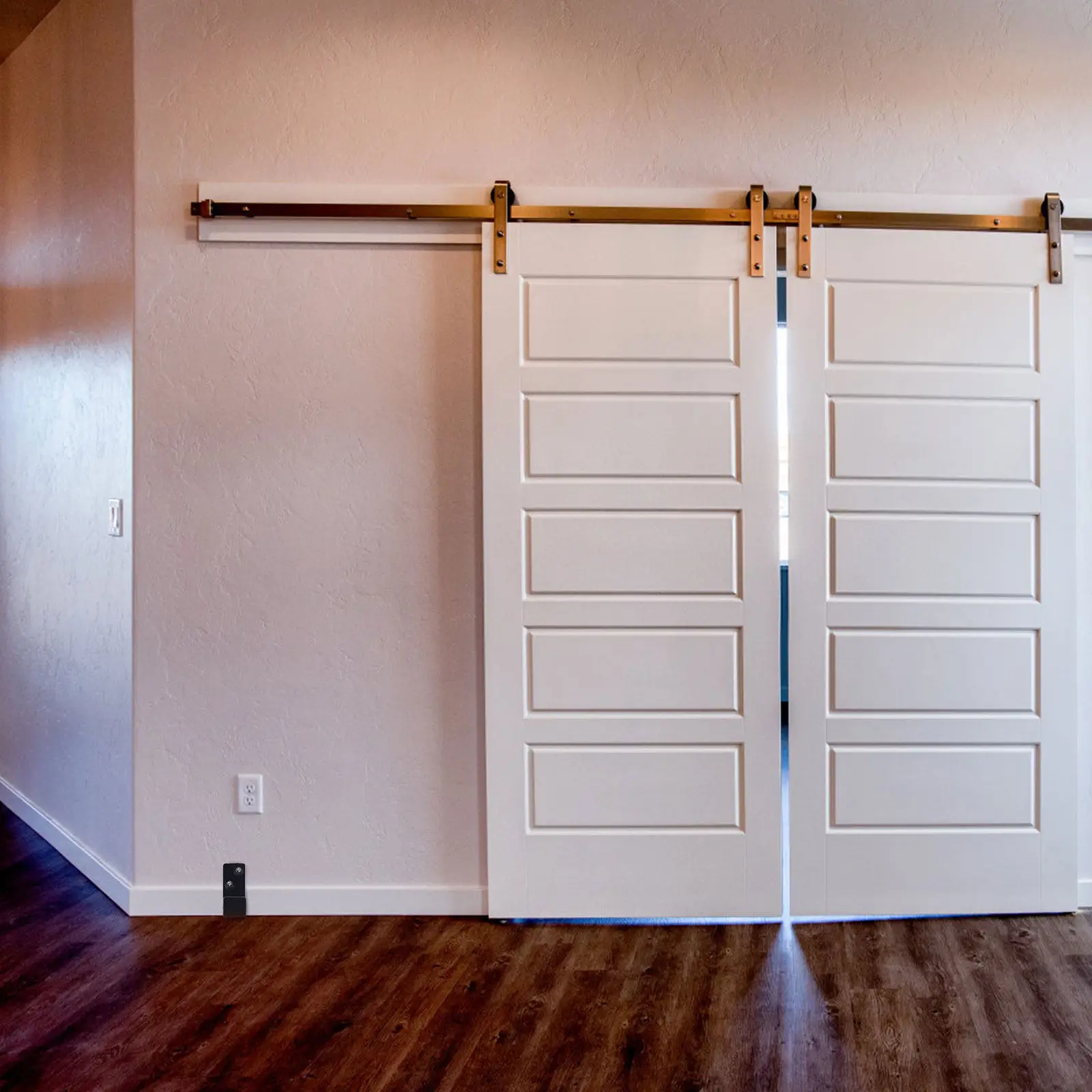 

2Pcs Carbon Steel Barn Door Floor Guide Heavy Duty Sliding Bottom Floor Guide Stay Roller Adjustable Metal Barn Door Stay Roller