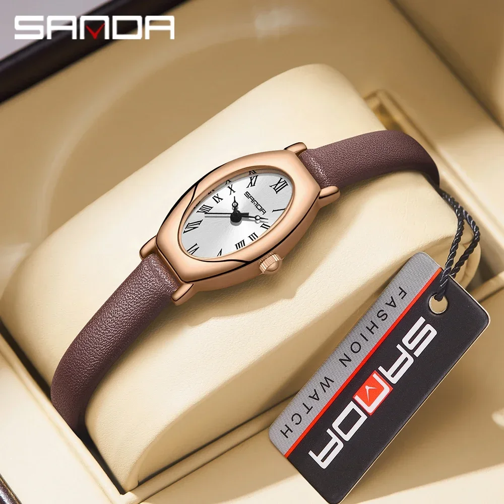 

Sanda 1123 New Arrival luxury Design Roman Number Square Dial Waterproof Quartz Movement Business Women Analog Wrist Watch 2024