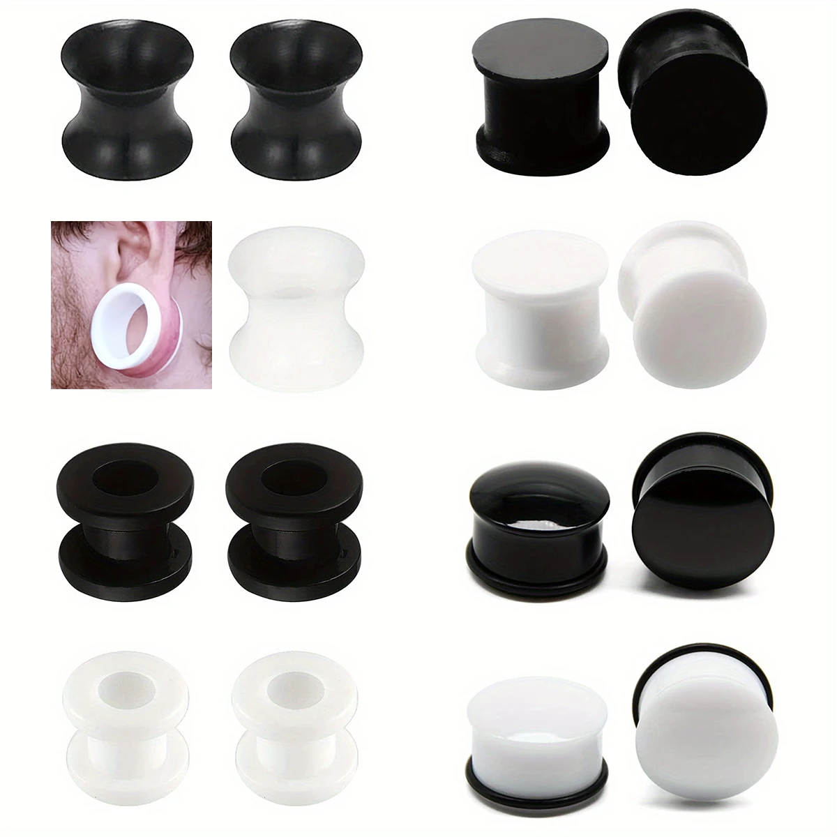 16pcs Silicone Acrylic Ear Expanders Plugs Flexible Ear Tunnels Scratcher Flared Ear Gauges  Plastic Ear Piercing  6mm-16mm