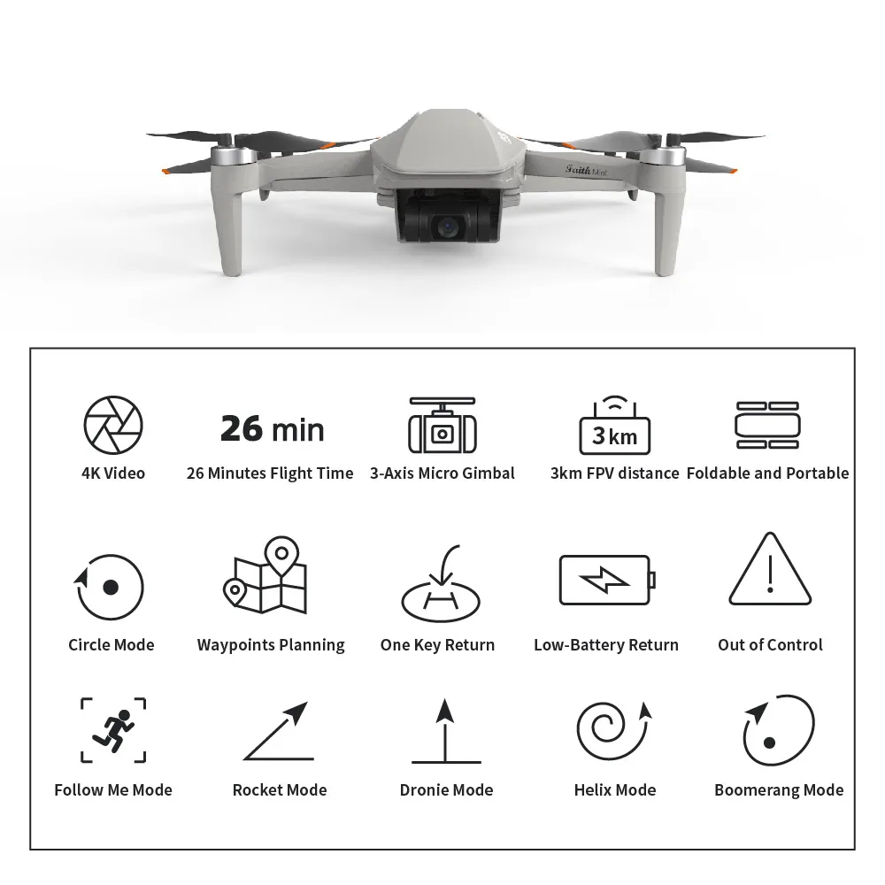 CFLY Faith MINI / Faith mini2 Drone 4K 3-Axis Gimbal Professional Camera 26 Mins Flight Time 3km Video Transmission Drones