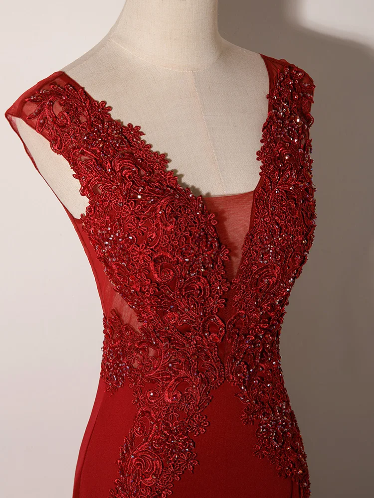 

Red Ele Fi Tail Evening Gown Wedding Dr Sexy mid Waist Zipper Sle Polyester Fabric No Sve Long Skirt Adult Women