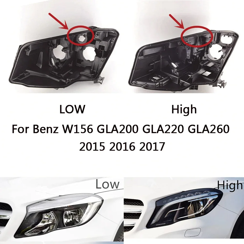 HTTCY Headlight Base Cover For Benz GLA W156 GLA200 GLA220 GLA260 2015 2016 2017 Headlight Lamp Shell Headlight Housing