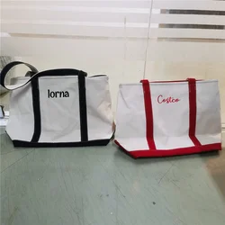 Large Capacity Canvas Tote Bag Custom Embroidered Name Tote Bag Ladies Boat Tote Bag Personalized Hen Party Bride Gift Totes
