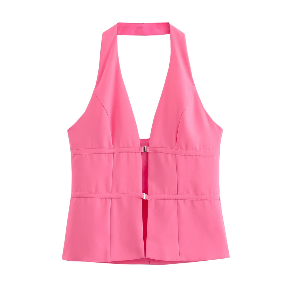 Summer Camisole Tank-top Tube-top 2024 New Women Female Fashion Brand Trend Quality Clothing Sleeveless v-neck Solid Casual Y2K