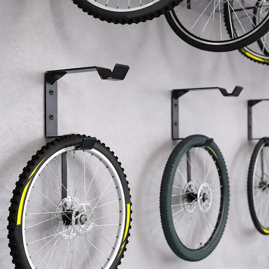 1/2Pcs Vertical Bicycle Wall Storage Rack Steel Bike Hanger Hook With Wheel Tray Space Saving Holder For Home Garage Basement