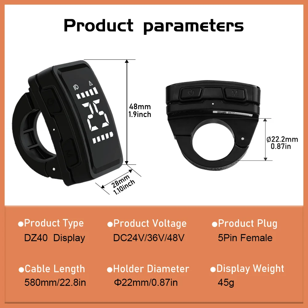 BaFang Mid Central Motor BBS01 BBS02 BBSHD 24V 36V 48V BF DZ40 LCD Display Bike Intelligence Display 5 Pin Waterproof Plug