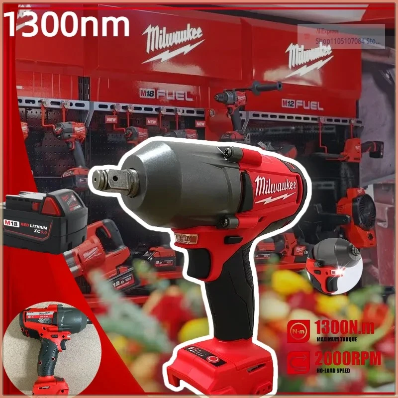 ميلووكي 18 فولت 1300 نانومتر مفتاح كهربائي لاسلكي عزم دوران كبير فرش تأثير وجع سيارة شاحنة إصلاح أدوات كهربائية #2