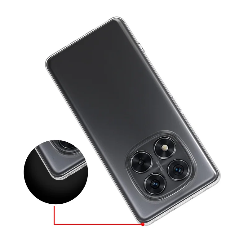 جراب Redmi Note 14 Pro 5G ، شفاف ، نحيف ، سيليكون TPU ناعم ، غطاء شفاف للمصد Xiaomi Redmi Note 14 Pro 5G المقاوم للصدمات