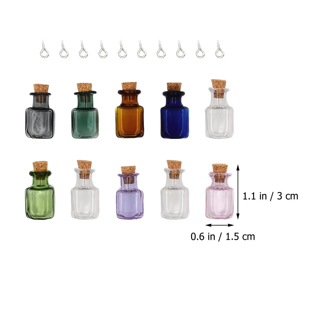 10Pcs Tiny Glass Bottles with Cork Stopper Portable Transparent Craft Bottles for Wishing Paper Sand Art Room Decor DIY Clear