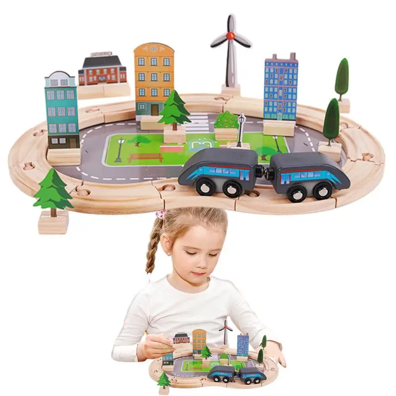 

Educational Puzzle Track Car Play Set Flexible 46pcs Urban Rail Puzzles Track Play Set Toy Vehicle Fun Rail Car Building Toys