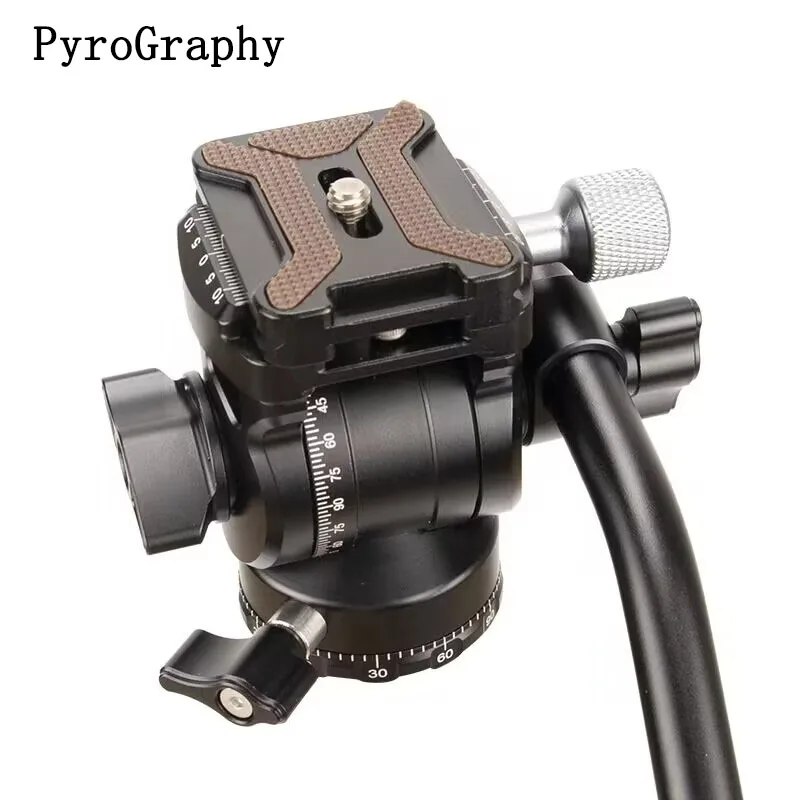 

PyroGraphy Fluid Head Portable Panoramic Tripod Head with Position Adjustable Handle Grip Tilt 360°Swivel for Mirrorless Camera