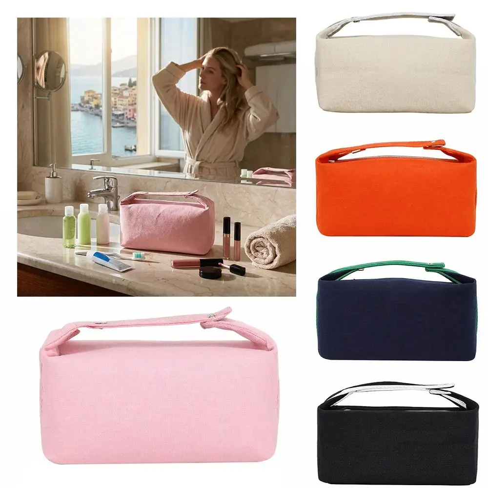 Multifunctional Large Capacity Cosmetic Storage Bag Canvas Portable Toiletry Bag Handheld Makeup Organizer Cosmetic Storage