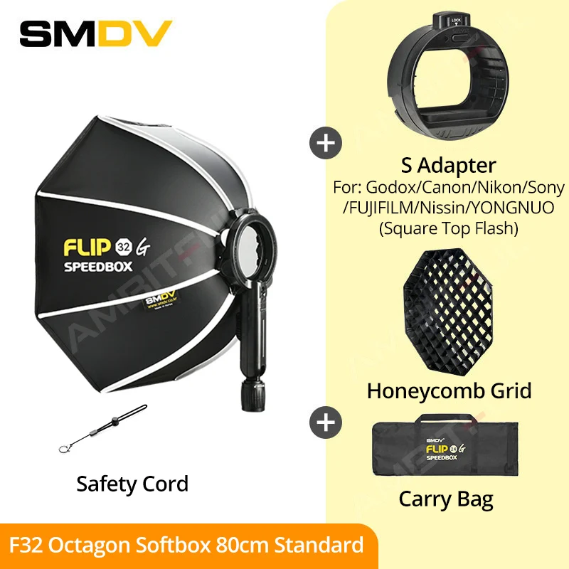 SMDV Flip 32 Quickly Release Parabolic Softbox for A2 Godox V1