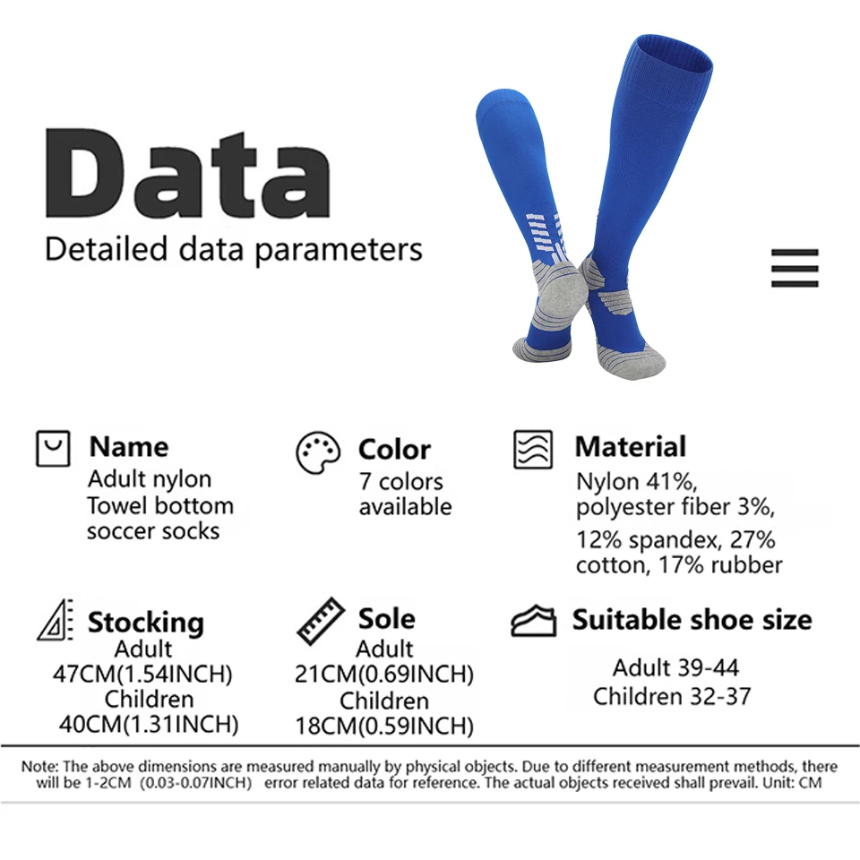 Loogdeel 1 ペアサッカースポーツソックス野球ランニングサイクリング足首大人用ソックス滑り止めタオルボトムレギンスストッキングサッカー