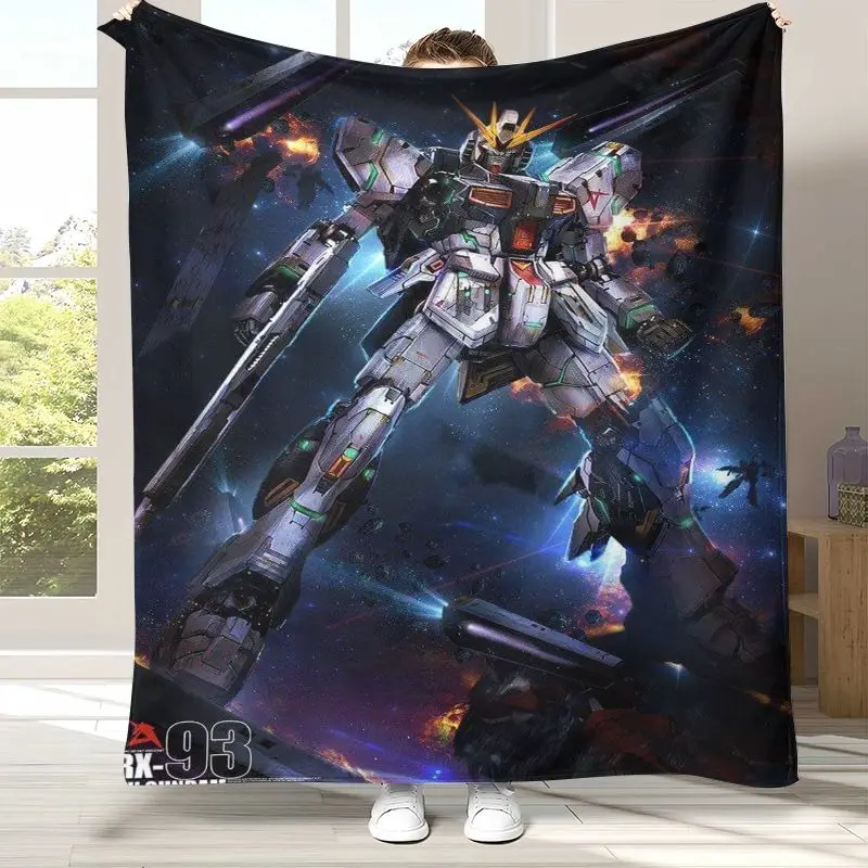 Retro Gundam Destroy Zeon Cartoon Soft Flannel Throw Blanket,Cozy Blanket for Bed,Sofa,Living Room,Picnic,Camping,Home Decor