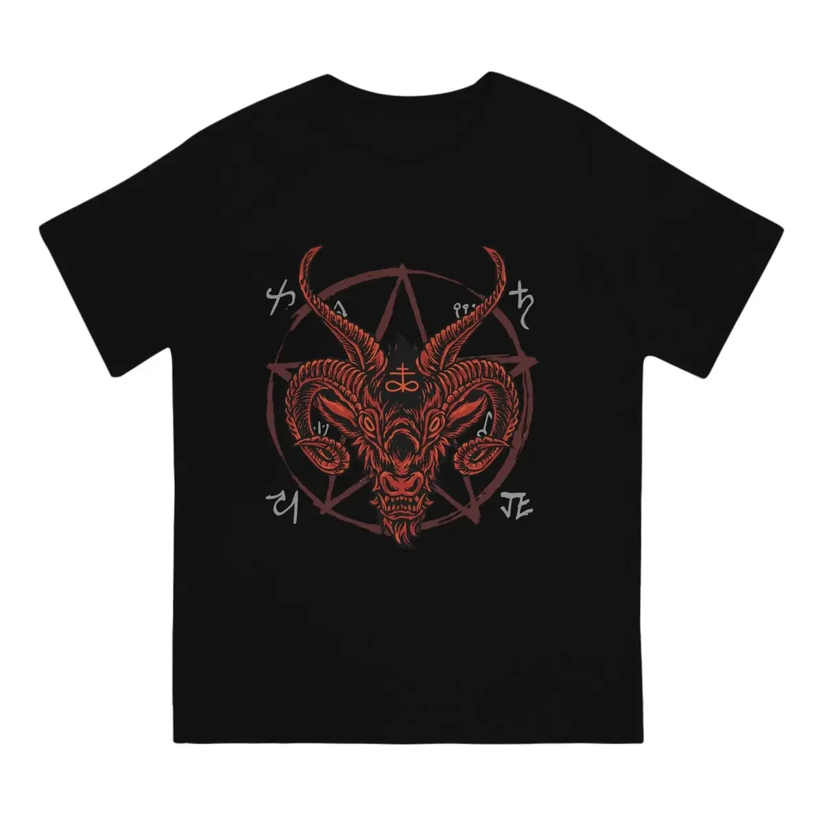 Satan Antichrist Goat Lucifer Devil Occult Classic Man's TShirt Baphomet Art Crewneck Tops 100% Cotton T Shirt Funny Top Quality