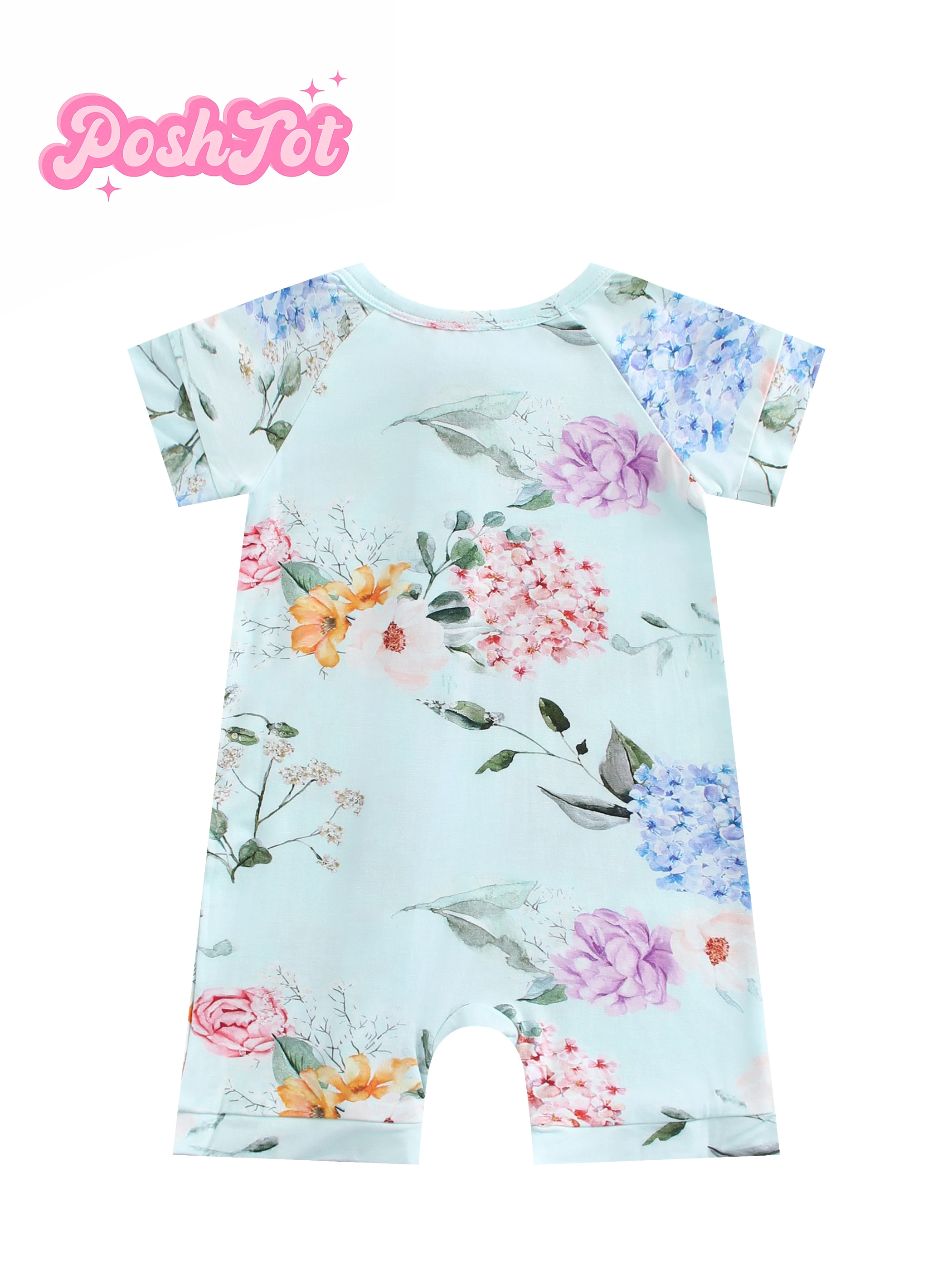 Poshtot Green Flower Bamboo Fiber Baby Short Sleeve.Baby Pajamas Two-Way Zipper 0-2 Years Romper. Baby Jumpsuit.