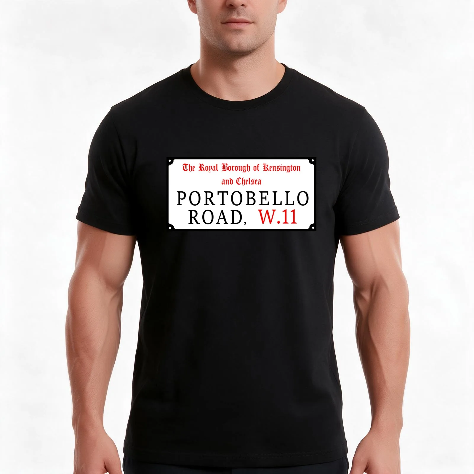 Portobello Road Sign Traditional Version - London T-Shirt, Summer Casual Cotton Tee, Oversized Streetwear Tops, Unisex Men Women
