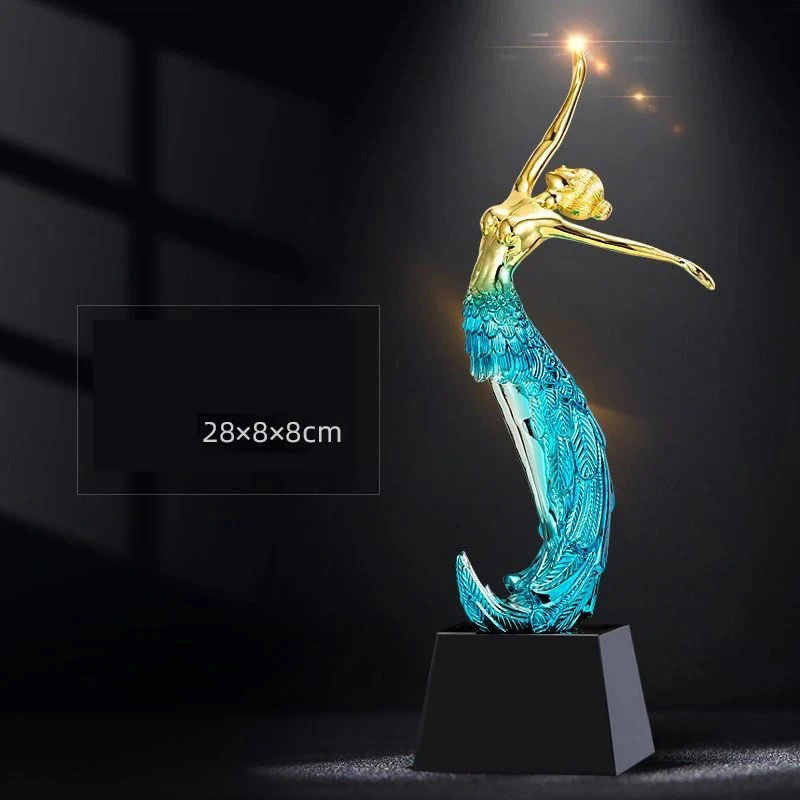 

Customized Creative Resin Peacock Dance Figure Sculpture, Outstanding Award, Commemorative Home Decor, Bottom Crystal Medal, 1Pc