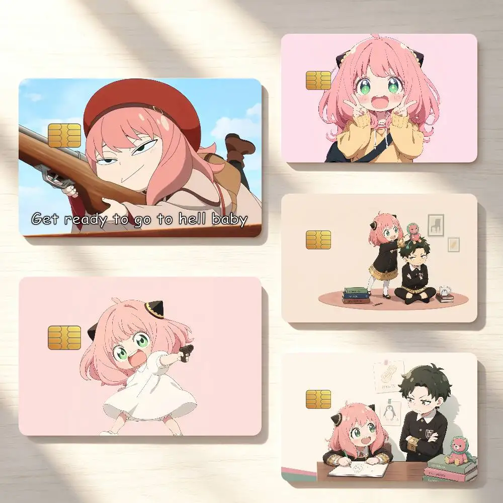 Classic Anime A-Anya Cute Credit Card Sticker Waterproof Anti-Scratch 4PCS Bank Debit Traffic Cover Decoration