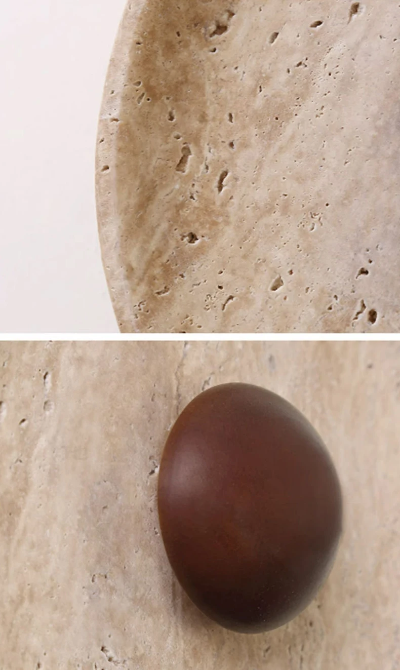 Mdoern Natural Stone Wall Light Sconce Dark Wood 25CM