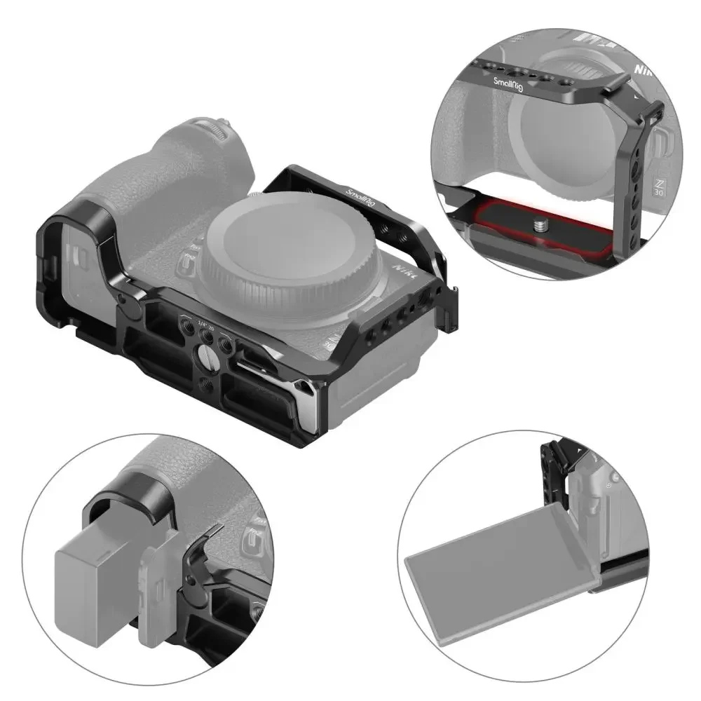 smallrig Cage for Nikon Z30 Accessory Ecosystem for Nikon Z30 Windproof Noise-Reduction With Cold Shoe Mount Baseplate/L-Bracket