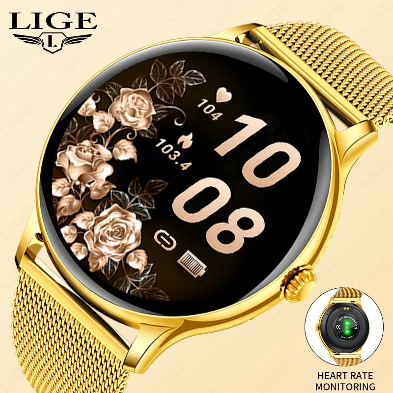LIGE Sport Fitness Tracker Smartwatch Full Touch HD Thin Screen Smart Watch Women Men Bluetooth Call IP68 Waterproof Watches