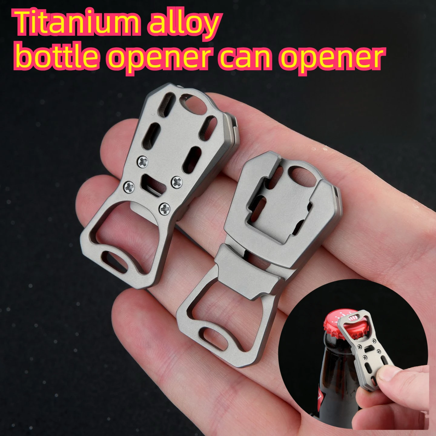 

Titanium Alloy Bottle Opener Mini Tool Portable Restaurant Living Room Soda Bottle Opener Keychain Pendant Lightweight Design