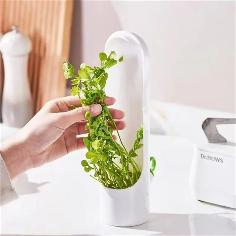 1PC White Fresh Herb Saver Storage Container with Vanilla Preserver Vegetable Keeper for Refrigerator Kitchen