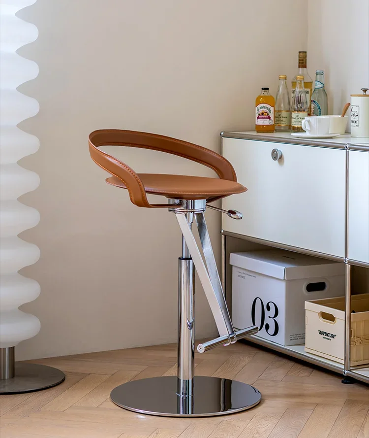 

Nordic Affordable Luxury Fashion Creative Backrest Rotating High Leg Bar Stool Lifting Stool Modern Minimalist