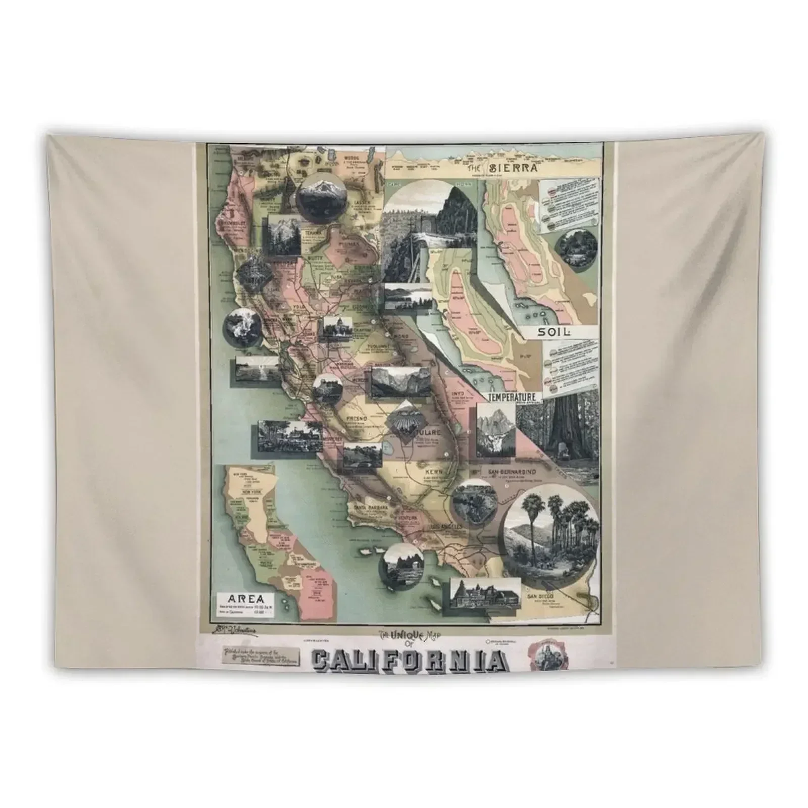 

Unique Map of California (1888) Tapestry Bedrooms Decor Decorations For Room Home Decorations Wall Decoration Tapestry