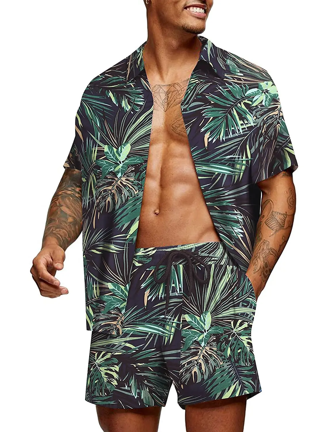 Men\'s Shirt Set Retro Classic Stripe Pattern Color Pattern Comfortable Loose Tropical Jungle Vacation Fashion Beach Style 2023