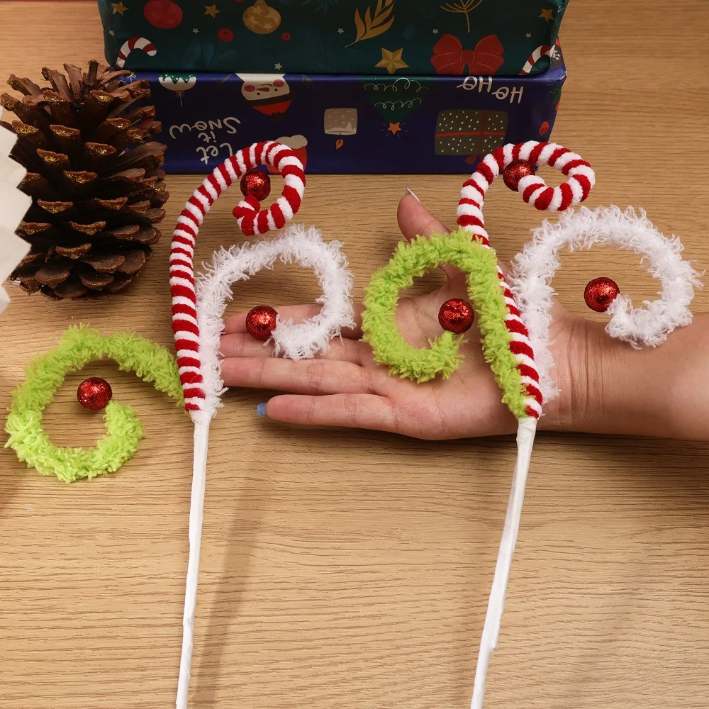 10/1 قطعة عيد الميلاد الملونة الغزل مصاصة قصاصات شجرة عيد الميلاد قصب الحلوى فرع معلقة قلادة Craft بها بنفسك الحرفية ديكور المنزل الطرف #4