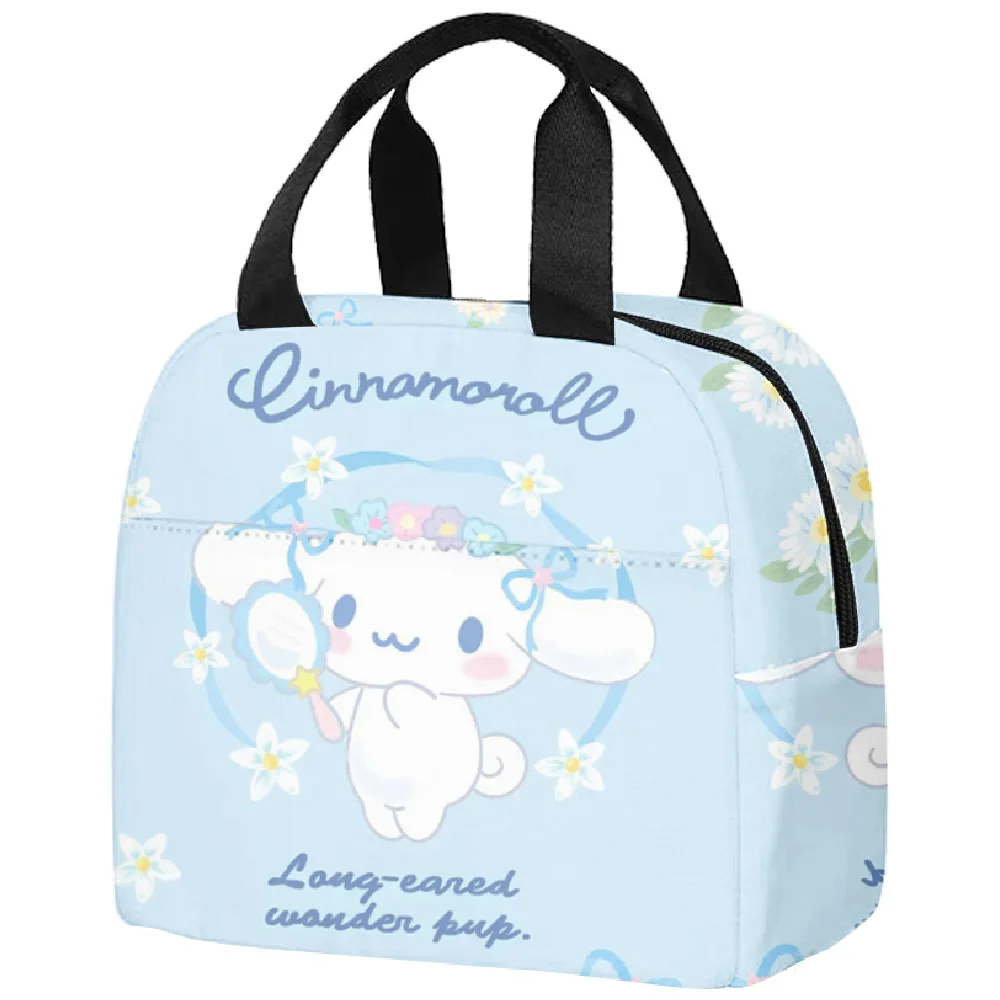 2023 New Sanrio Kawaii Portable Meal Bag Cute Cartoon Cinnamoroll Insulated Lunch Box Bag Fashion Large Capacity Meal Bag