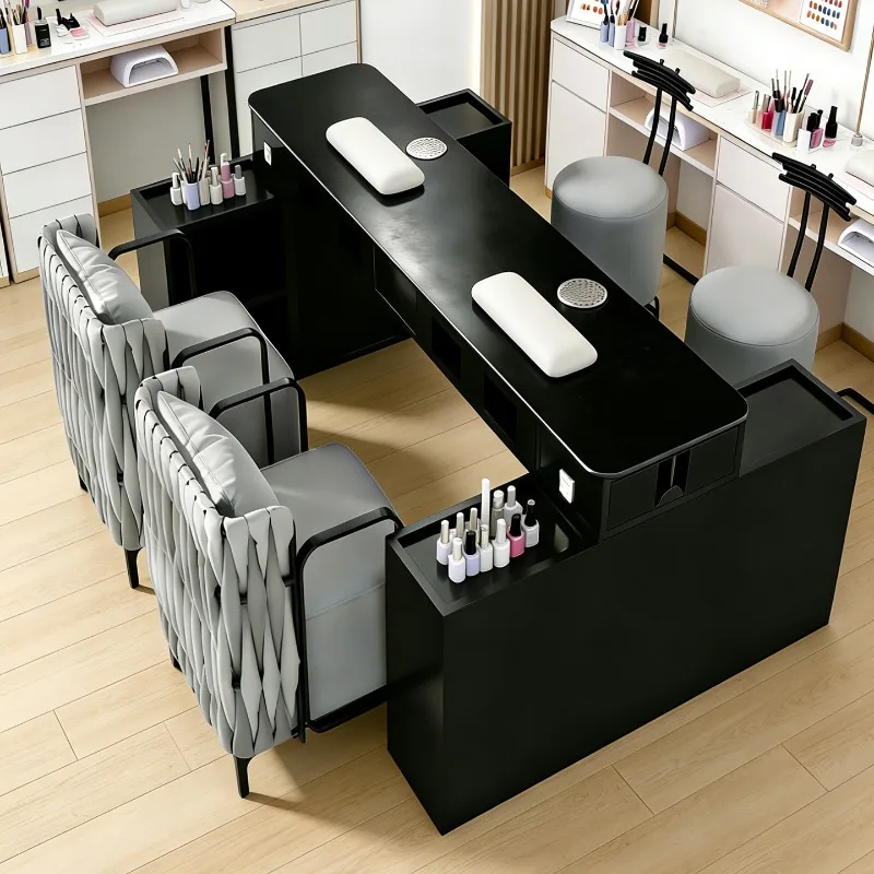 Design Black Nail Salon Table Modern Drawers Luxury Storage Vanity Makeup Desk White Korean Table Manucur Beauty Salon Furniture