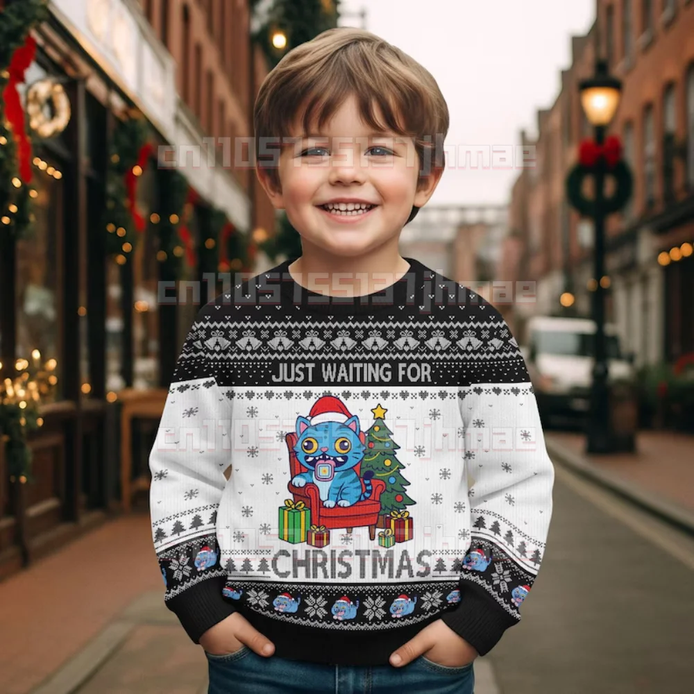 

New Christmas and New Year Disney children's Christmas family fun 3D printed crew neck sweatshirt, Disney children's boys and gi