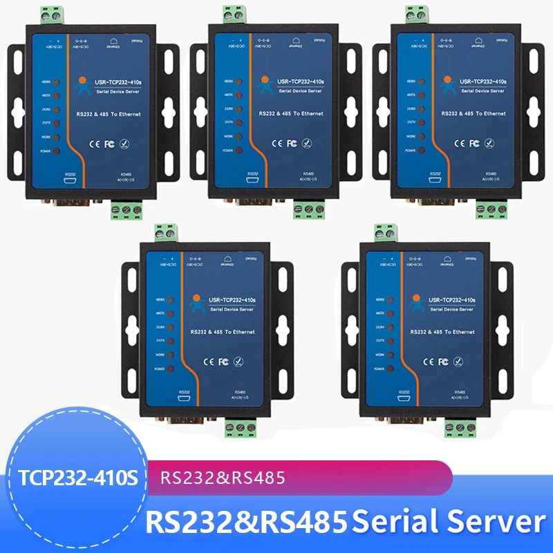 

5PCS USR-TCP232-410S ModBus RTU Converters support DNS DHCP RS232 RS485 SERIAL TO ETHERNET TCP/IP MODULE