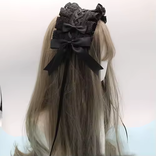 Lovely Bowknot Sweet Lolita Lace Flower Hair Hoop Anime Maid Cosplay Headband Headwear Accessory Hand Made Wholesale - Image 12