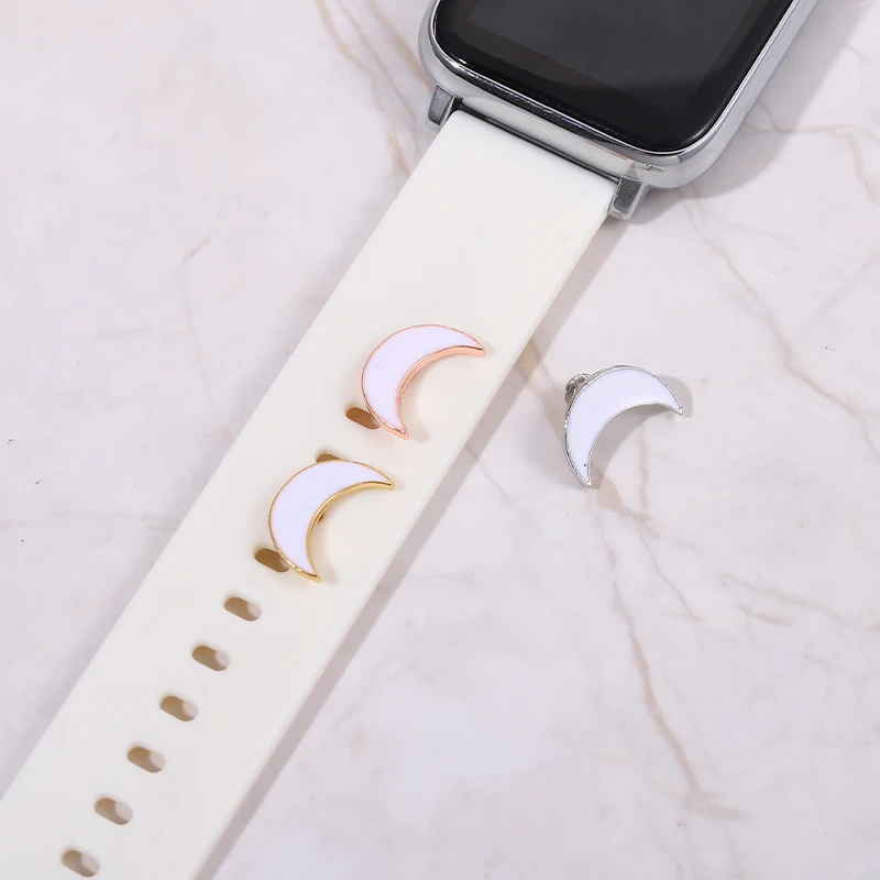 

Watchband Charms for Iwatch Sport Bracelet Moon Shape Jewelry for Apple Watch Band Soft Silicone Smart Strap Charms Accessories