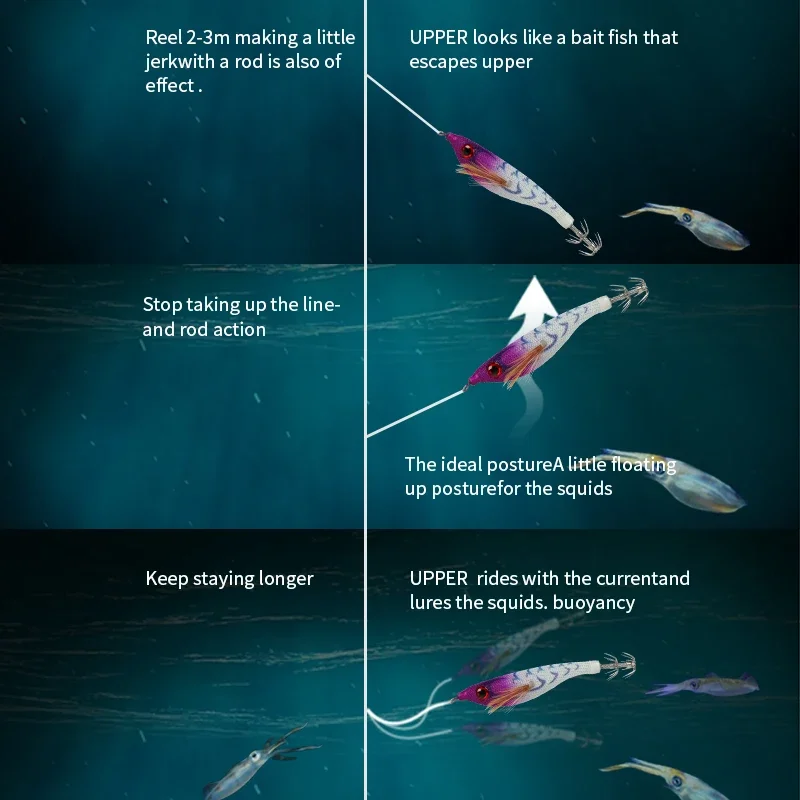 99 مللي متر 6.5 جرام أفقي خشبي الروبيان الحبار الطعم مضيئة Egi الحبار الصيد إغراء الأخطبوط الحبار البحر الصيد المسار