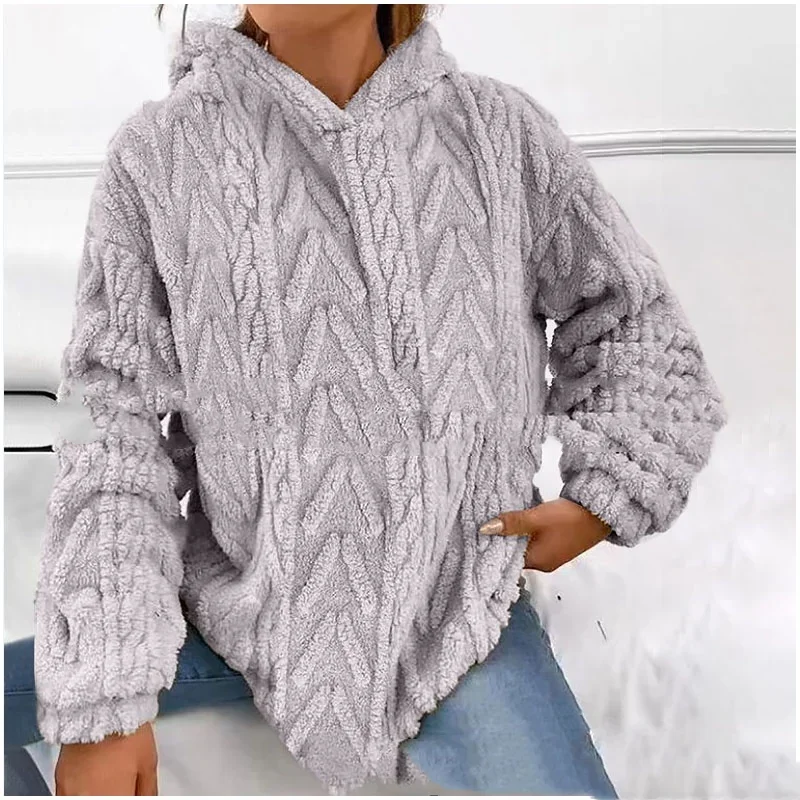 2023 New Autumn Casual Simple Solid Color Women\'s Patchwork Hood Fashionable and Comfortable Sweater Jacket Clothing Long Sleeve