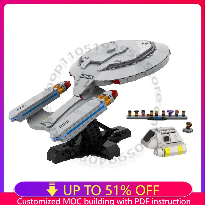 

1060 Parts MOC Star Battle Series U.S.S. Enterprise NCC-1701-D with Shuttlepod GWP Model Building Block DIY Toys Birthday Gifts